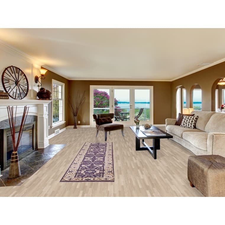 Purple & Ivory Oushak Indian Runner Rug Hand-Knotted Wool Carpet - 2'6"x 9'8"