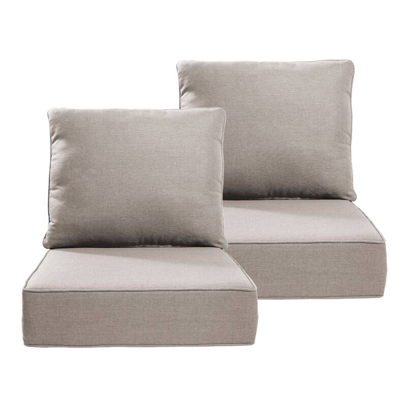 22" W x 24" D x 6" T Outdoor Lounge Chair Replacement Cushion Set Water and Fade Resistant - 2 Sets - Beige