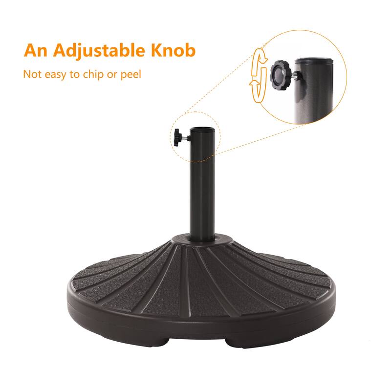 LIVOOSUN 57-90lbs Dark Brown HDPE Plastic Patio Market Umbrella Base