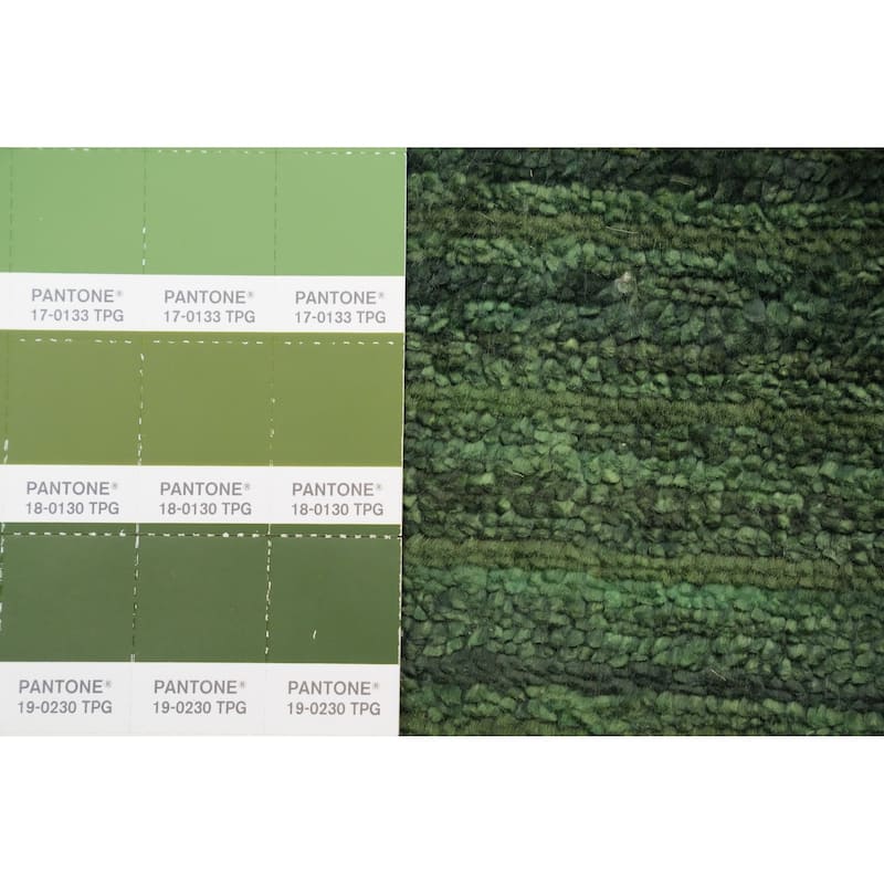 Hand Knotted Oriental Viscose Silk Carpet Tribal Animal Pictorial Green Gabbeh Runner Rug - 7' 6'' X 2' 8''