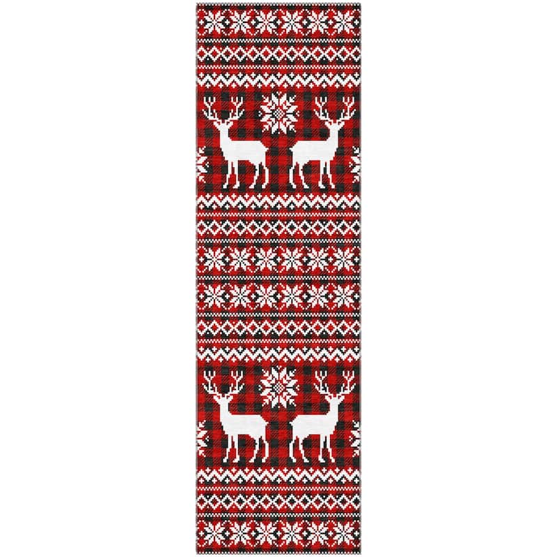 Premium Washable Super Soft Christmas Reindeer Mayfield Rug