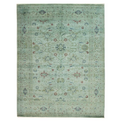 ECARPETGALLERY Hand-knotted Vibrance Turquoise Wool Rug - 8'11 x 11'8