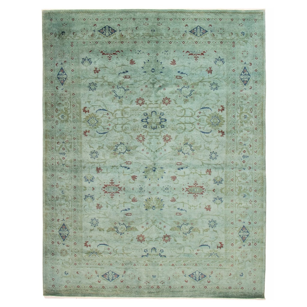 ECARPETGALLERY Hand-knotted Vibrance Turquoise Wool Rug - 8'11 x 11'8