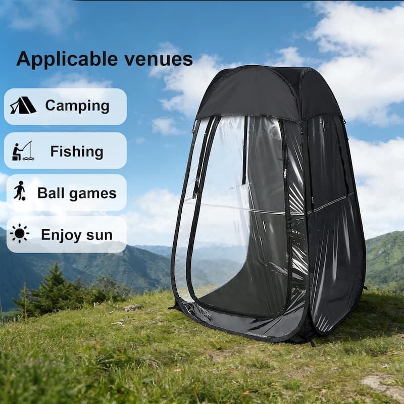 Anmytek Pop Up Clear View Outdoor Shelter Tent with Transparent PVC Walls and Sunshade Top Portable Foldable Camping Fishing