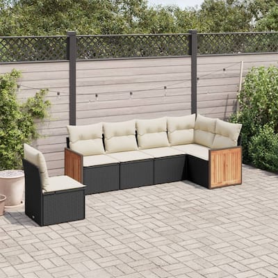 vidaXL Patio Sofa Set with Cushions Outdoor Conversation Furniture Poly Rattan