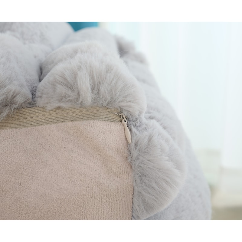 Madrid Collection Ultra Soft Ribbed Faux Fur Indoor Pouf