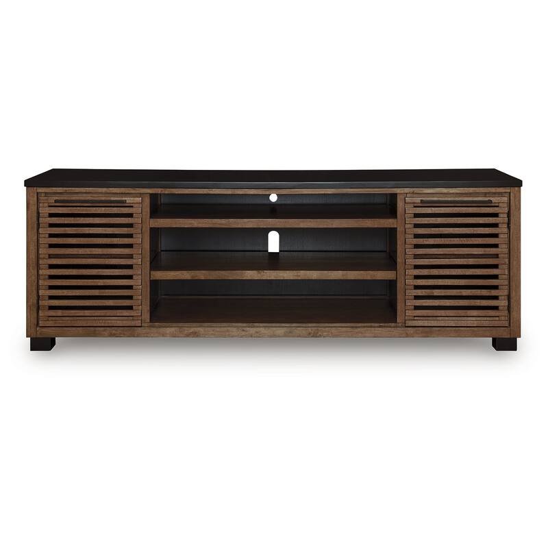 Signature Design by Ashley Kallari Warm Brown/Black 84" TV Stand for TVs up to 96" - 83"W x 20"D x 29"H