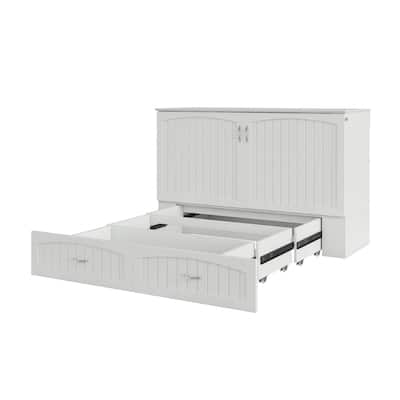 Murphy Bed Chest with 6 inch Memory Foam Folding Mattress, Built-In Charging Station and Storage Drawer, Full
