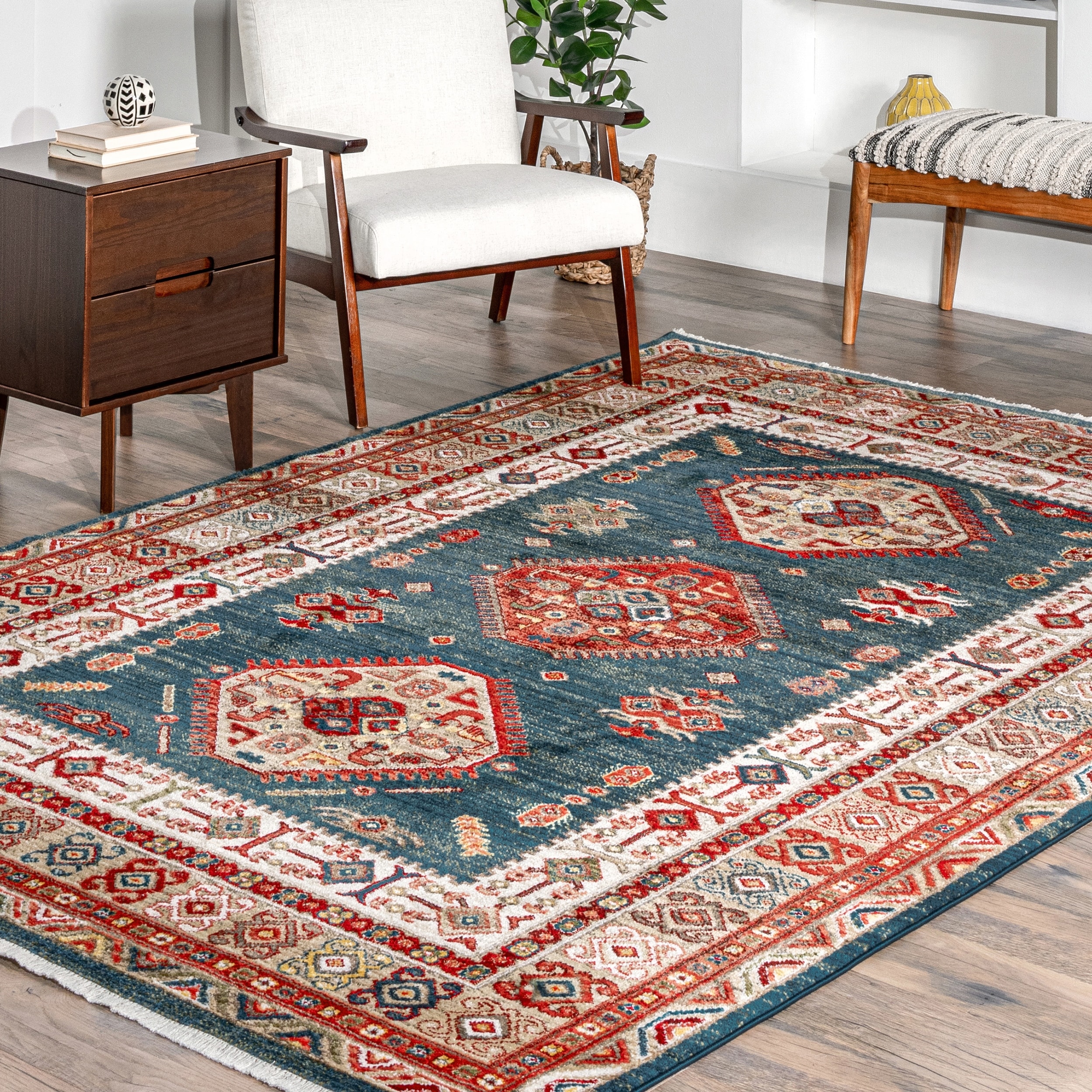 Nuloom Traditional Tribal Diamond Emblems Area Rug