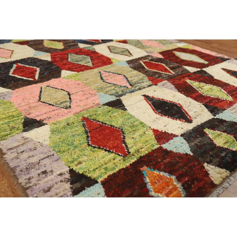Multi-Color Geometric Moroccan Oriental Area Rug Handmade Wool Carpet - 5'7" x 7'7" - 5'7" x 7'7" - Multi-Color