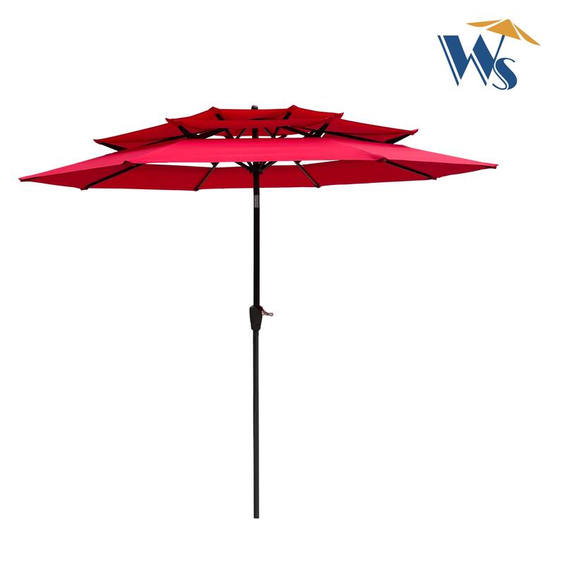 3-Tier Outdoor Patio Umbrella with Crank and Tilt for Garden, Deck, and Pool Shade