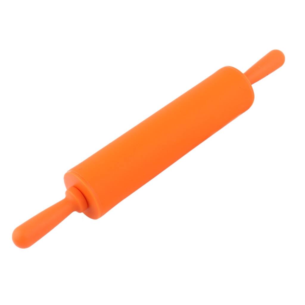 Home Silicone Surface Dumpling Biscuit Making Tool Dough Rolling Pin Orange