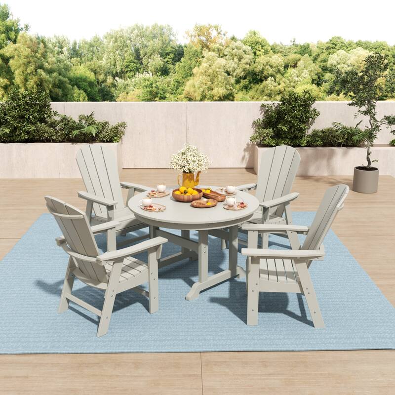 Laguna Hdpe All Weather Outdoor Patio Round Adirondack Dining Chairs Set (5-Piece Set)