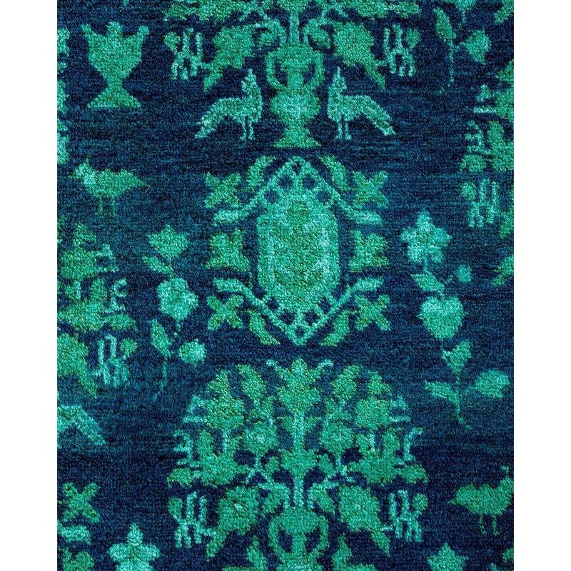 Fine Vibrance, One-of-a-Kind Hand-Knotted Area Rug - Green, 9' 2" x 11' 9" - 9' 2" x 11' 9"