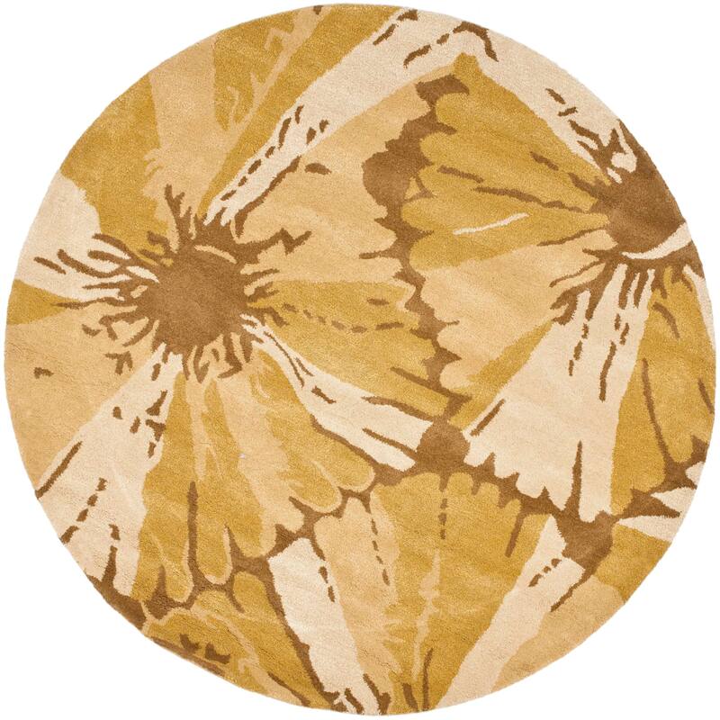 SAFAVIEH Handmade Soho Tyesha Floral N.Z. Wool Rug - 6' Round - Brown/Ivory