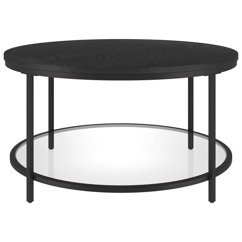 Sevilla 32'' Wide Round Coffee Table with MDF Top and Glass Shelf - 32" Wide
