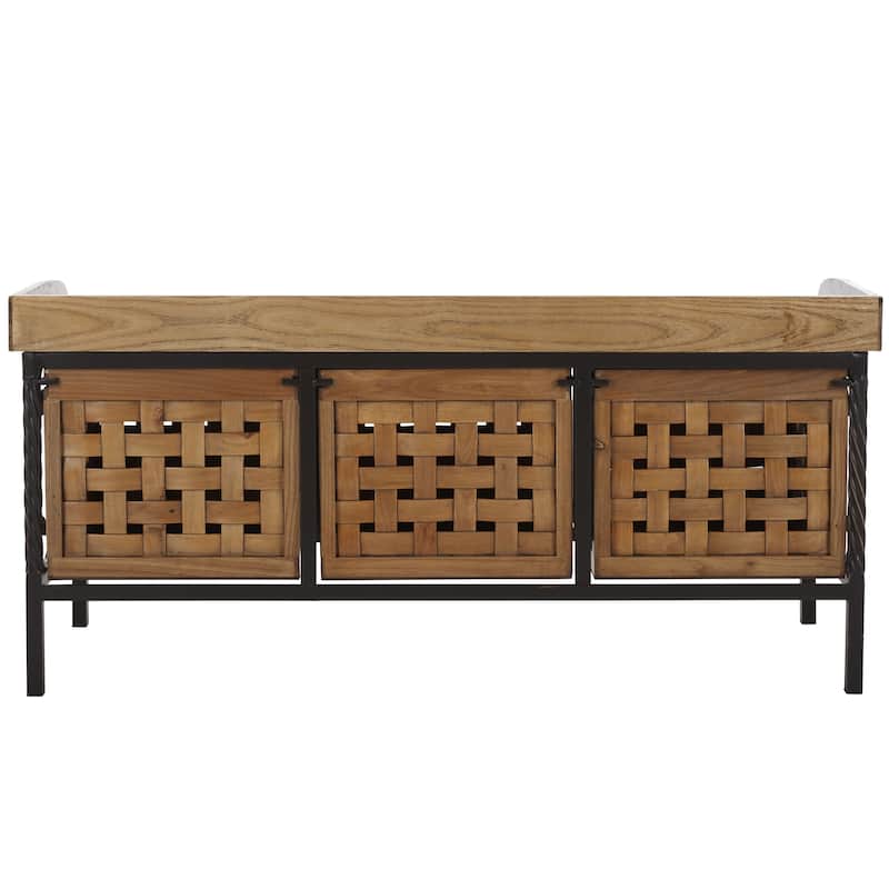 SAFAVIEH Toshie Honey Oak Storage Bench - 42.5" x 15.5" x 20" - 43Wx16Dx20H