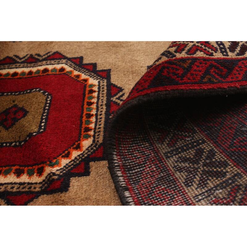 Hand-knotted Rizbaft Tan Wool Rug - 3'7 x 6'6/3'7" x 6'6"