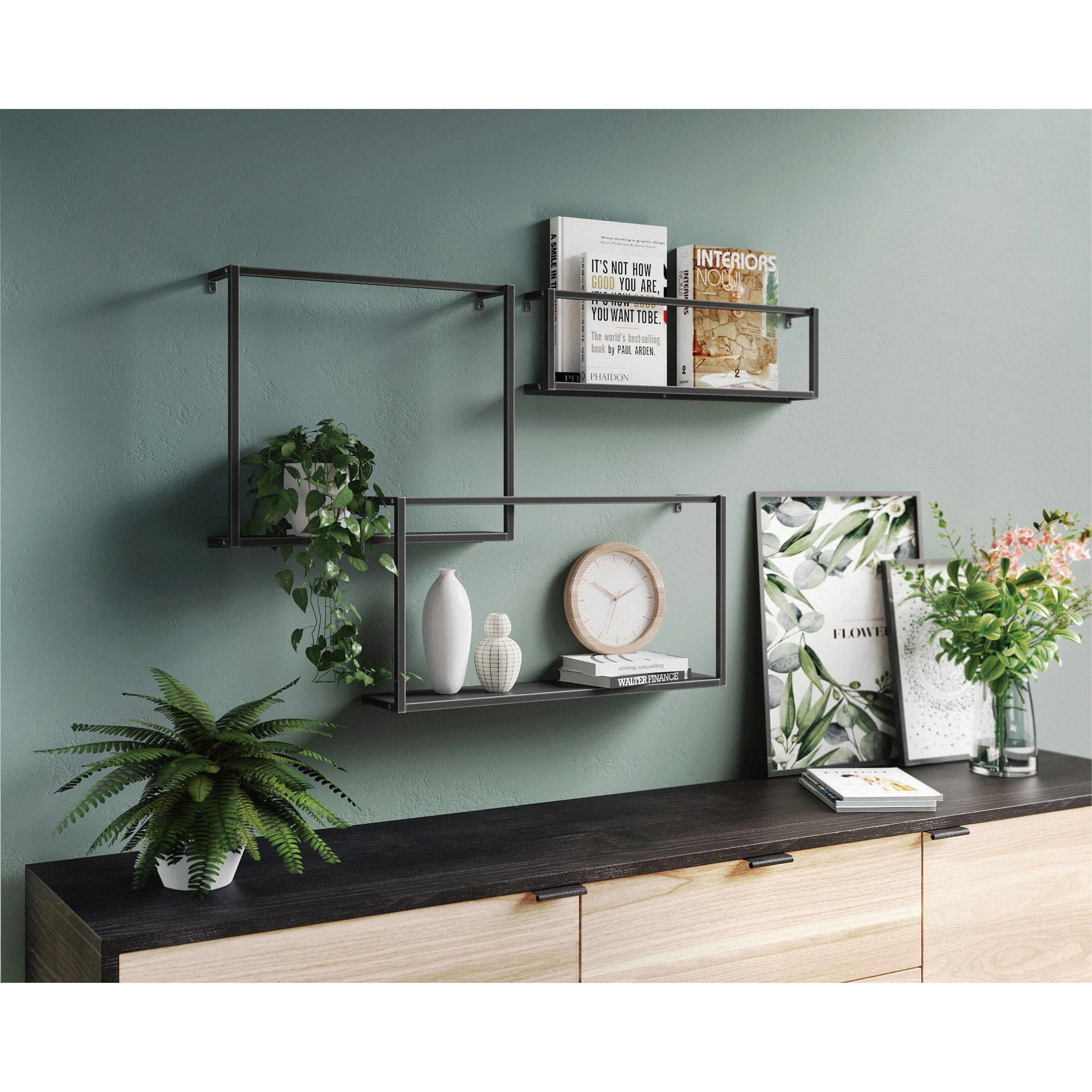 Cocoyard Metal Accent Wall Shelf, Set of 3 - Black
