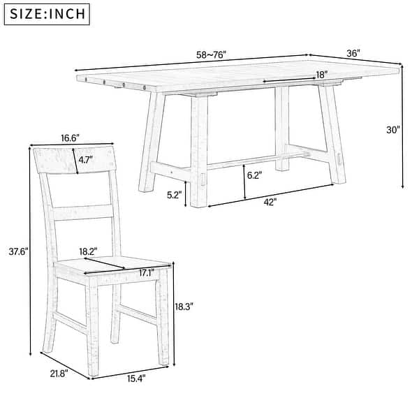 6-Piece Wood Dining Table Set with Long Bench - Bed Bath & Beyond ...