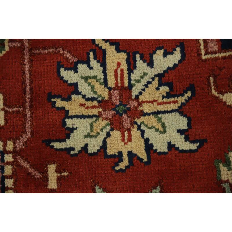 Hand Knotted Oriental 100% Wool Carpet Traditional Medallion Oranges & Rust Heriz (serapi) Area Rug - 13' 8'' X 9' 9''