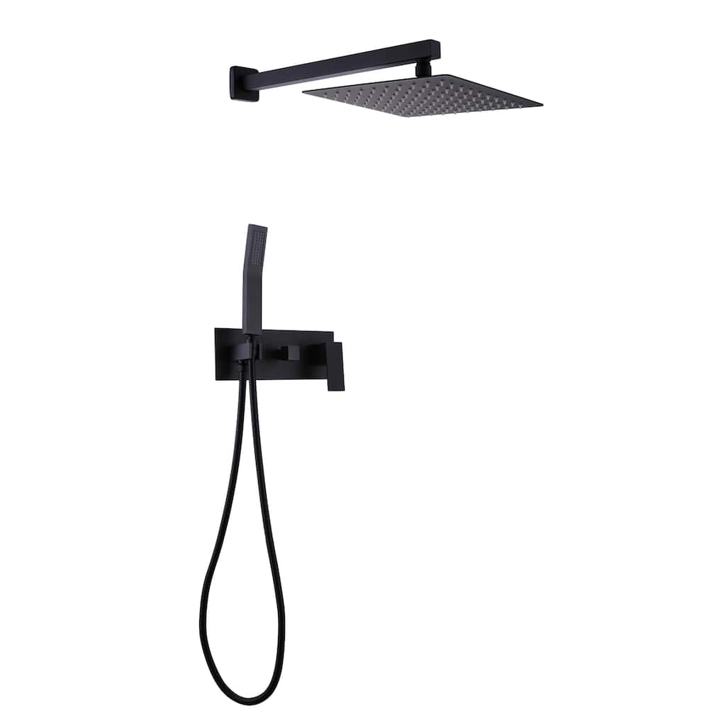 Bathroom Rain Mixer Shower Combo Set Wall Mounted Rainfall Shower Head System, Rough-in Valve Body and Trim Included