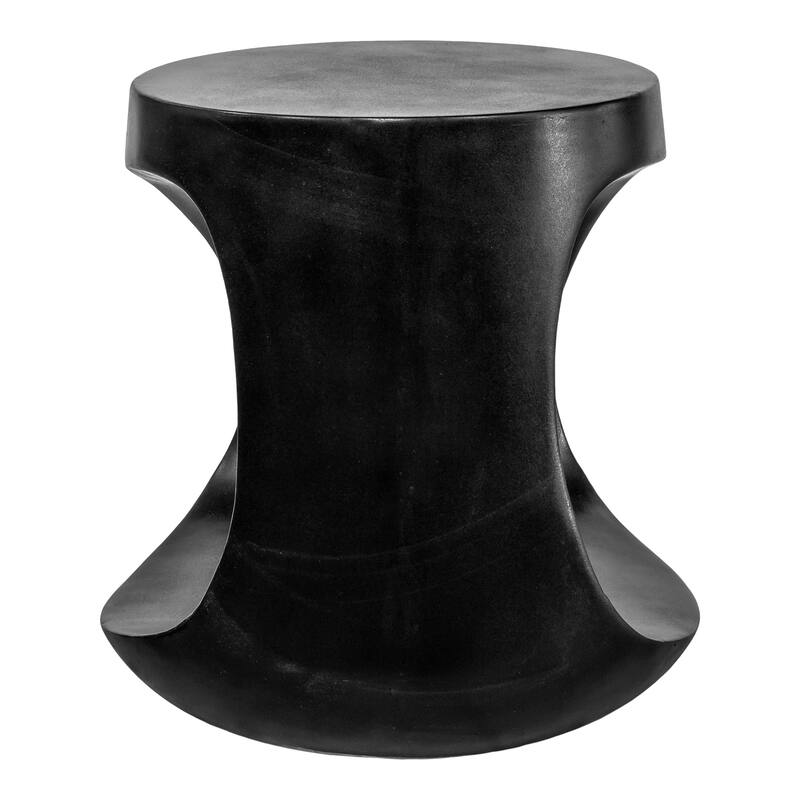 NADAAL STUDIOS Keelan Stool, Sculptural Cement Base, Lightweight Concrete and Fiber Mix, Black