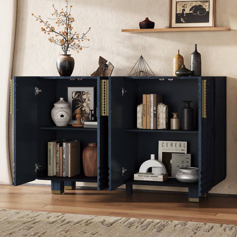 Vintage Fluted Sideboard Storage Cabinet with Adjustable Shelves, 54" Buffet Cabinet Entryway Accent Cabinet for Dining Room