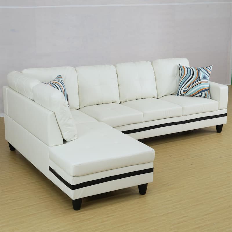 KISRAIS 103" Wide 2-Piece Vegan Leather Sectional Sofa
