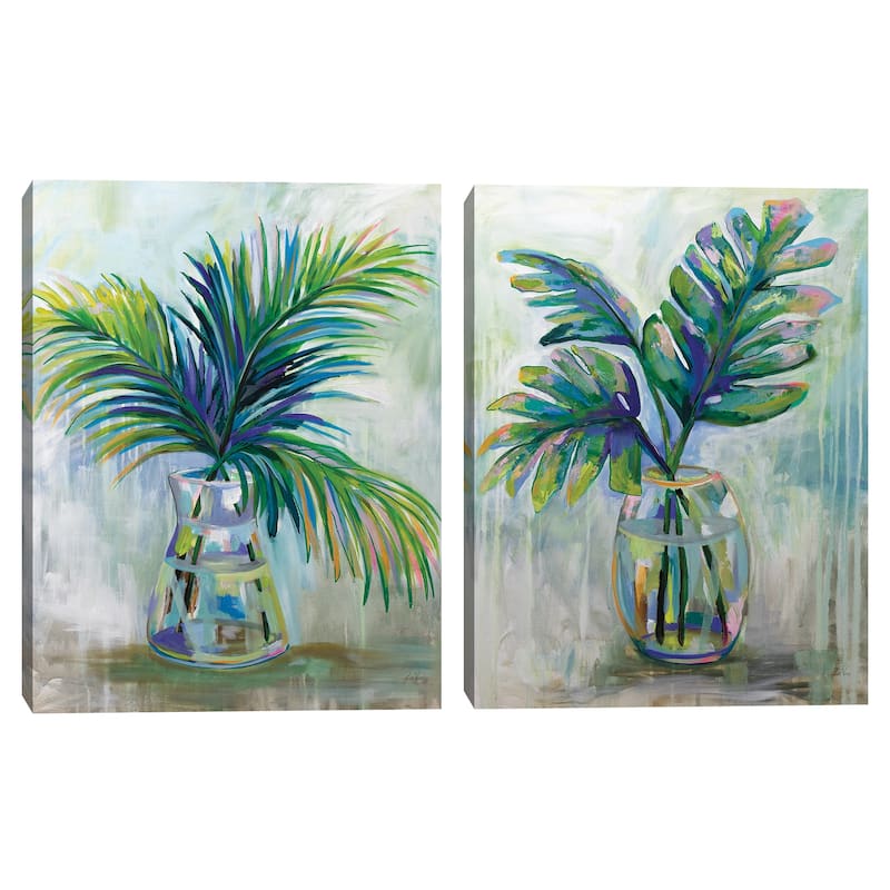 Palm Leaves I-II by Jeanette Vertentes Canvas Art Prints