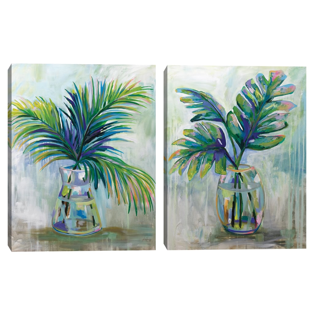 Palm Leaves I-II by Jeanette Vertentes Canvas Art Prints
