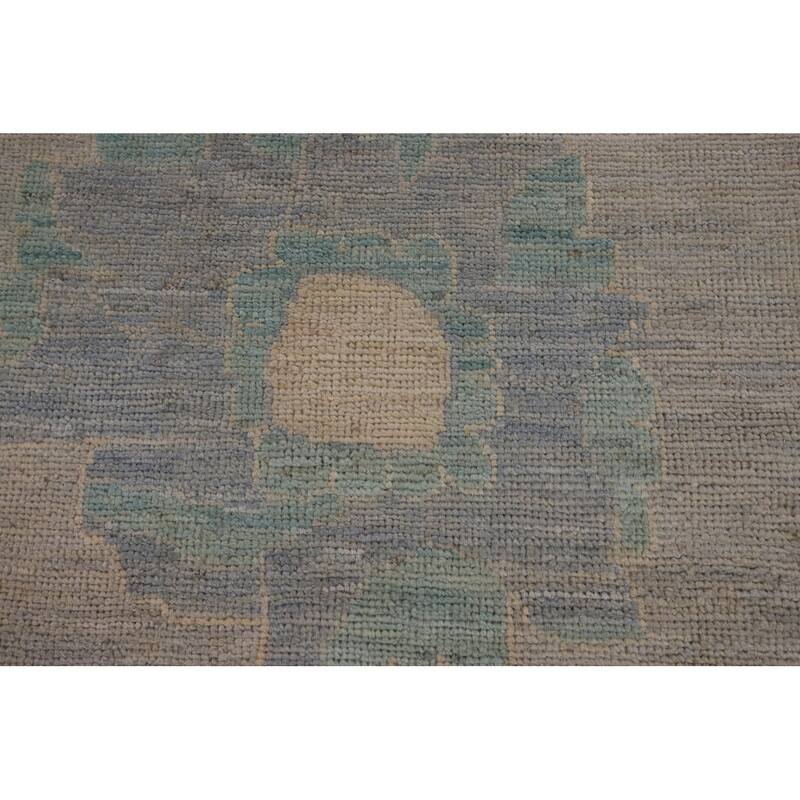 Vegetable Dye Oushak Oriental Area Rug Hand-Knotted Grey Wool Carpet - 8'11"x 11'8"