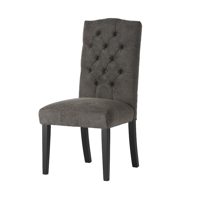 Tufted Upholstered Dining Chairs, Kitchen Dining Room Side Chairs Bistro Chair, Crown-shaped Top Back Dining Chairs (Set of 2)