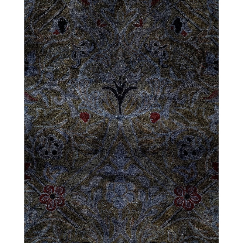 Overton Hand Knotted Wool Vintage Inspired Modern Contemporary Overdyed Gray Runner Rug - 2' 8" x 18' 10"
