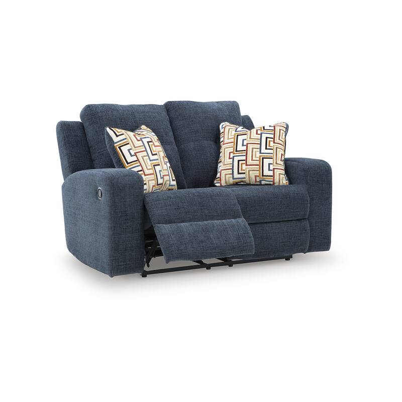 Signature Design by Ashley Danum Blue Reclining Loveseat - 64" W x 40" D x 41" H