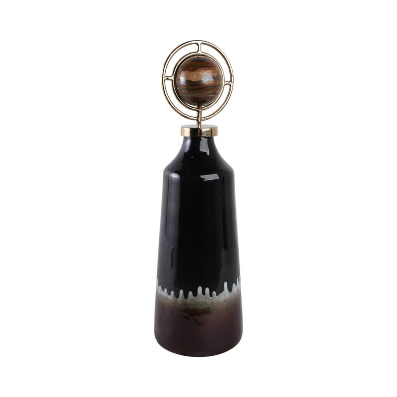 Glass Metal Decorative Vase Modern Transitional Sculptural Orb Accent