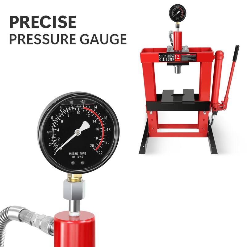 12-Ton Adjustable Benchtop Hydraulic Shop Press with Stamping Plates ...