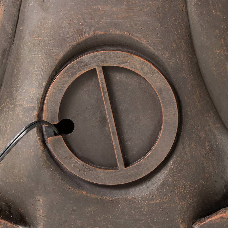 Glitzhome 21.75"H 2-Tiered Lighted Zen Style Frog Elephant Hippo Polyresin Outdoor Fountains