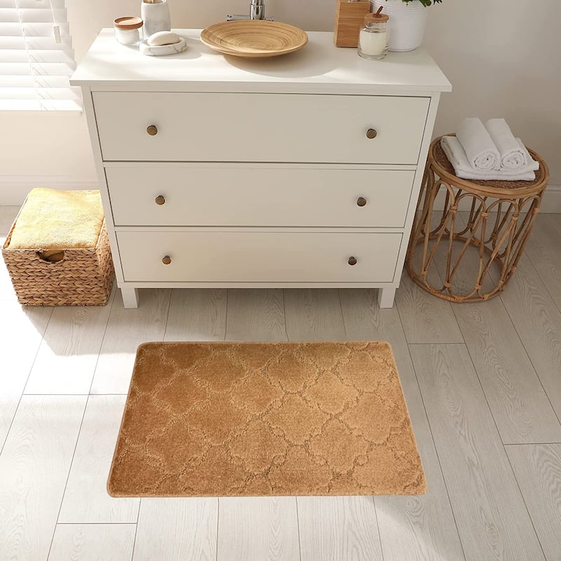 Machine Washable Kitchen & Bathroom Mat, Slip Resistant Backing - 17.5''x32'' - Beige