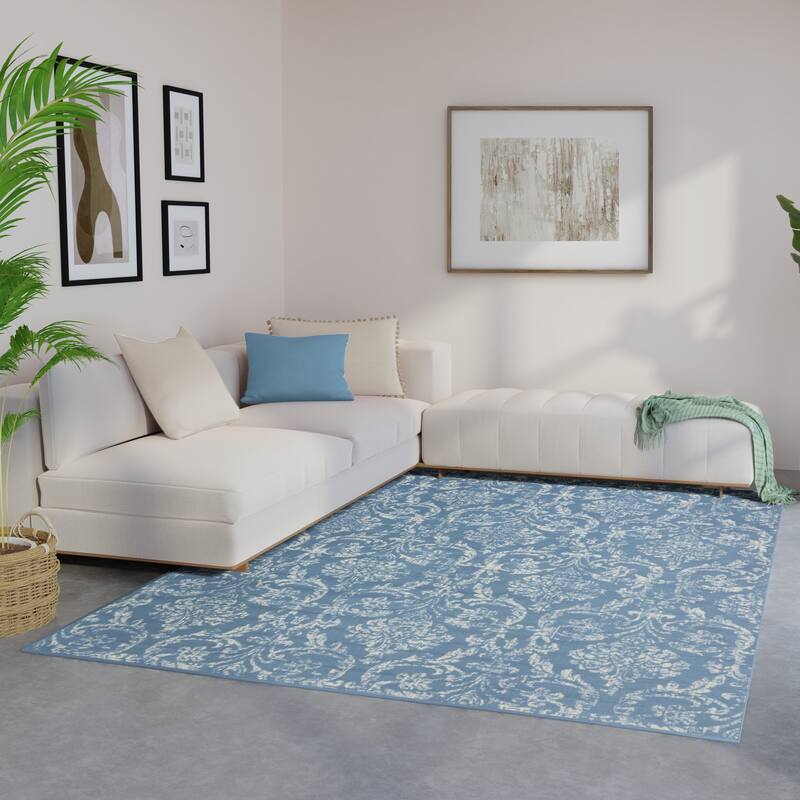 Nourison Jane Farmhouse Vintage Indoor only Damask Area Rug