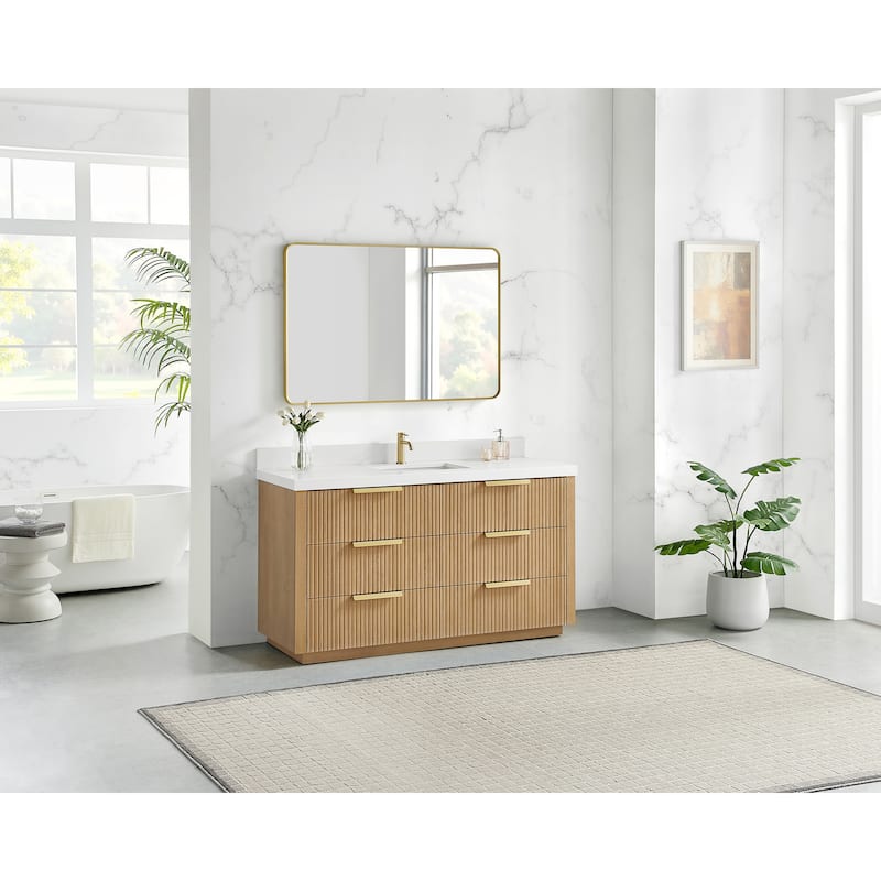 Santarem Single Vanity with Pure White Quartz Stone Top without Mirror