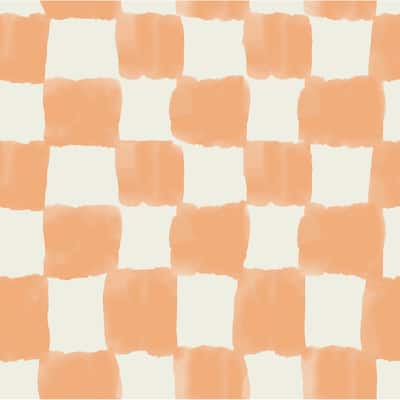RoomMates Tess Watercolor Checker Terracotta Peel and Stick Wallpaper