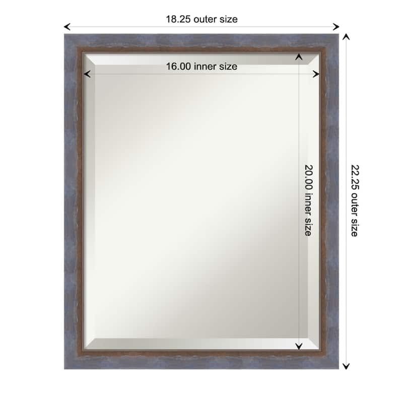 Two Tone Beveled Wood Framed Bathroom Vanity Wall Mirror - Two Tone Blue Copper - Glass Size 16x20