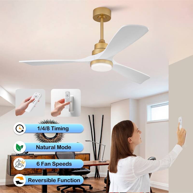 52" Ceiling Fan w/ Dimmable LED Light Remote Control Reversible DC Motor