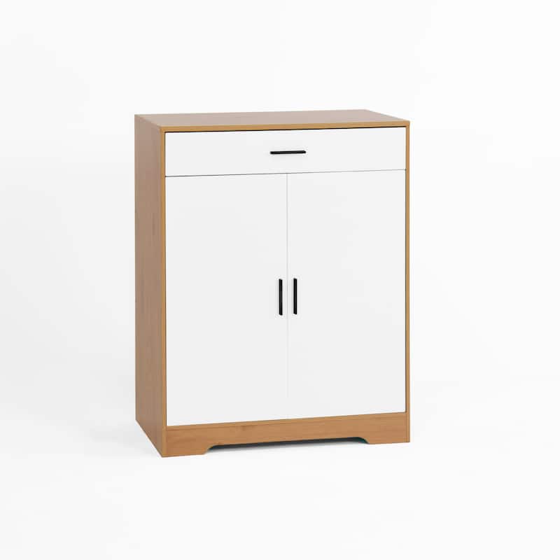 Freestanding Wooden Shoe Cabinet, 4-Tier Shoe Rack Organizer, Shoe Cabinet with Drawer, 2 Door & Adjustable Shelves