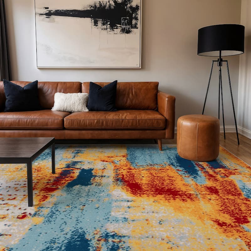 World Rug Gallery Bohemian Abstract Modern Area Rug - 7'10" x 10' - Runner