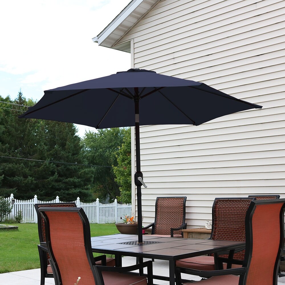 Shop Black Friday Deals On Sunnydaze Patio Market Umbrella W Tilt Crank 7 5ft Aluminum Multiple Colors Overstock 12733747 Beige