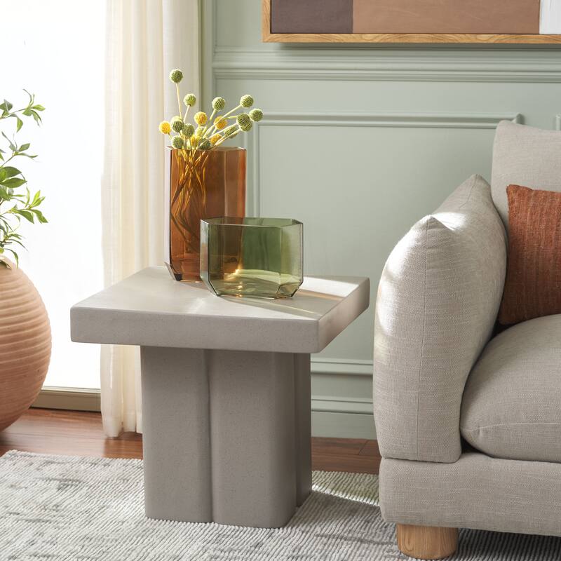 SAFAVIEH Oaklyn Square Pedestal Accent Table - 20"W x 20"D x 18"H - Grey