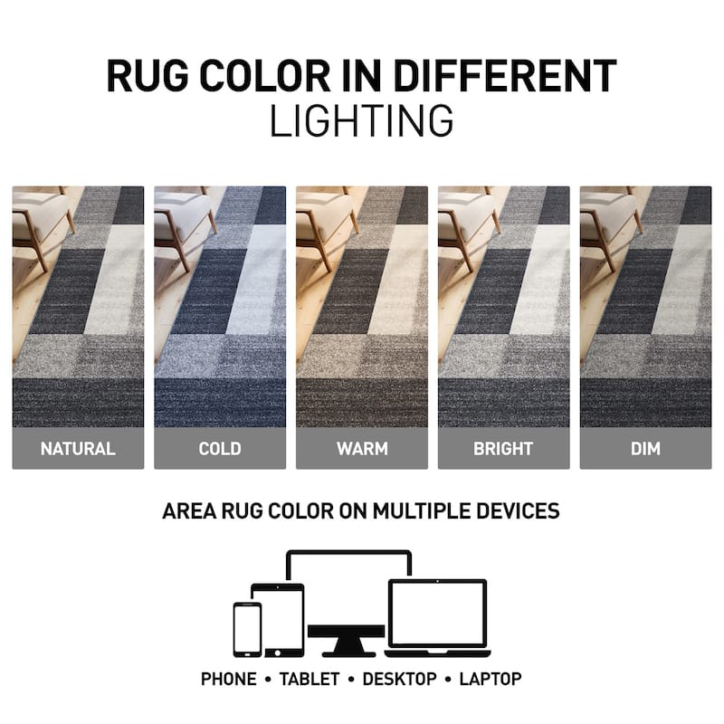 World Rug Gallery Modern Boxes Design Non-slip (Non-skid) Area Rug