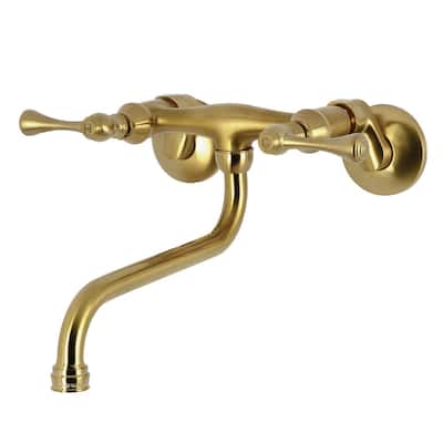 Kingston Brass KS315SB Kingston 1.2 GPM Wall Mounted Bridge Bathroom - Brushed Brass